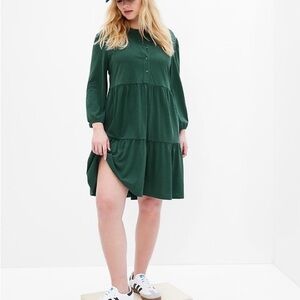 GAP Forest Green 3/4 puffed sleeve dress